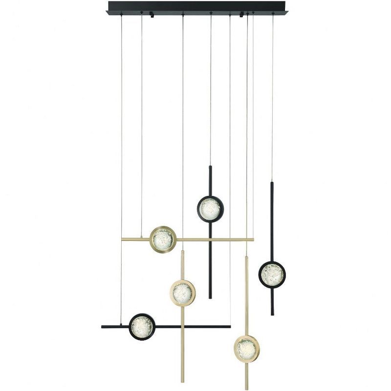 Barletta Gold and Black 6-Light LED Chandelier with Clear Glass Shades