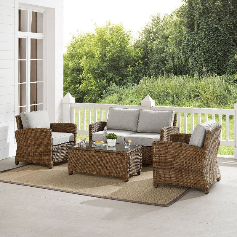 Bradenton Weathered Brown Outdoor Wicker 4pc Conversation Set