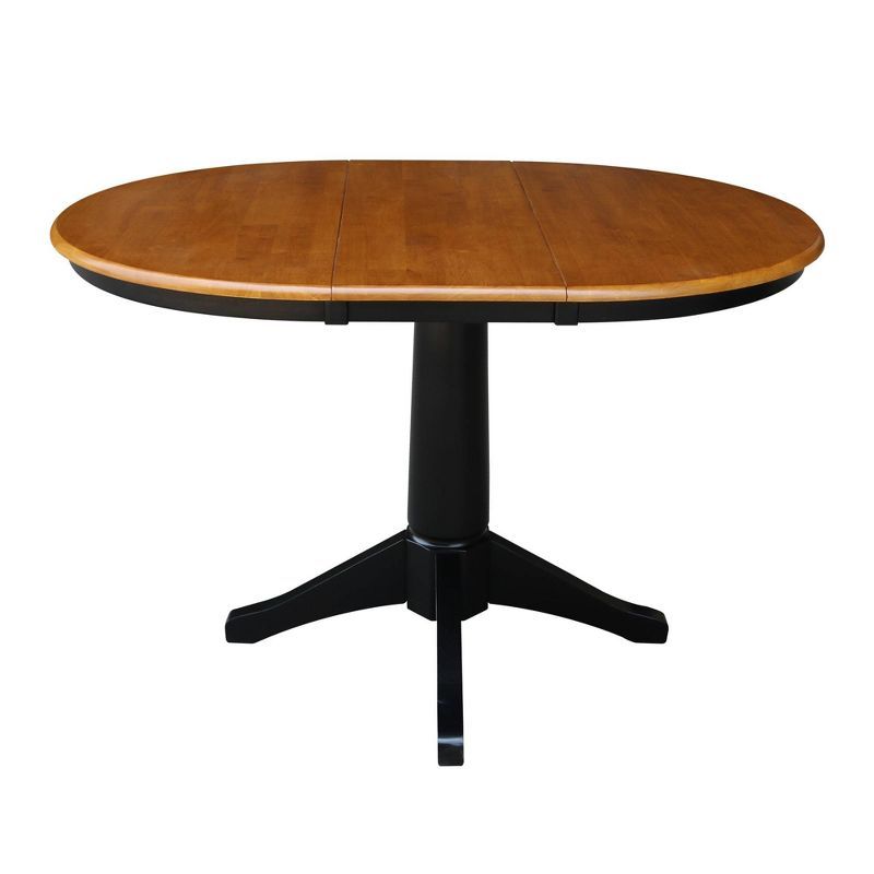 36" Black and Cherry Round Wood Extendable Dining Table