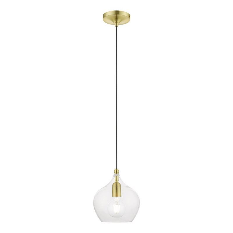 Elegant Mini Pendant Light with Clear Glass and Dual Brass Finish