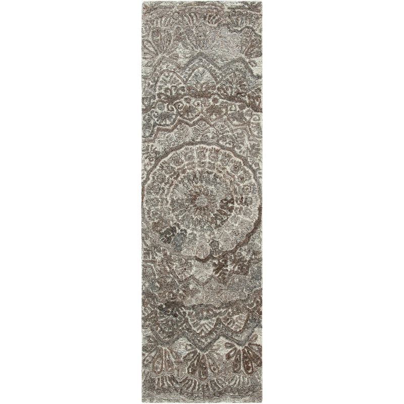 Gray and Ivory Hand-Tufted Wool Runner Rug