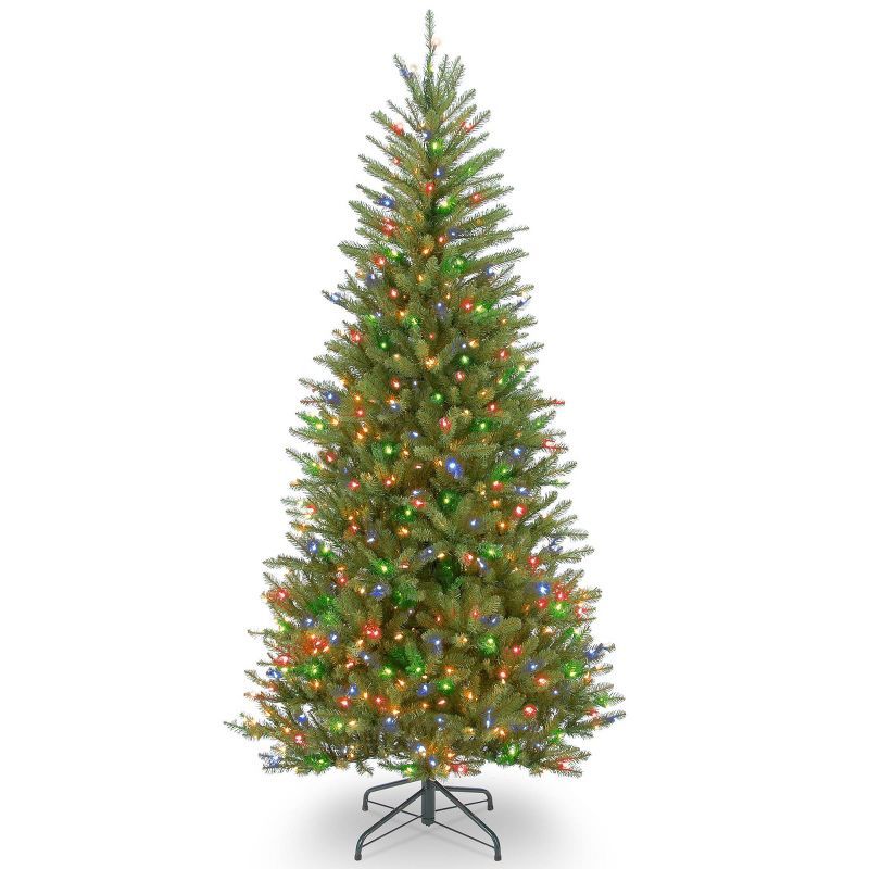 6.5-Foot Green Dunhill Fir Slim Christmas Tree with Multicolor Lights