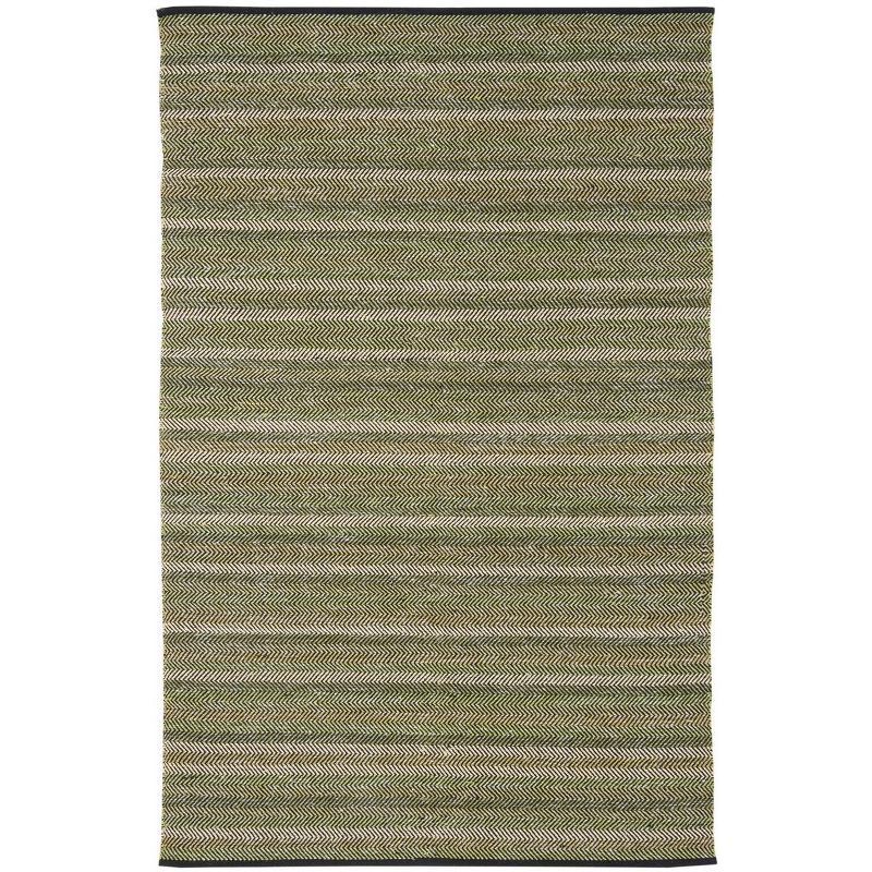 Green and Gray Handwoven Wool Cotton Striped Area Rug