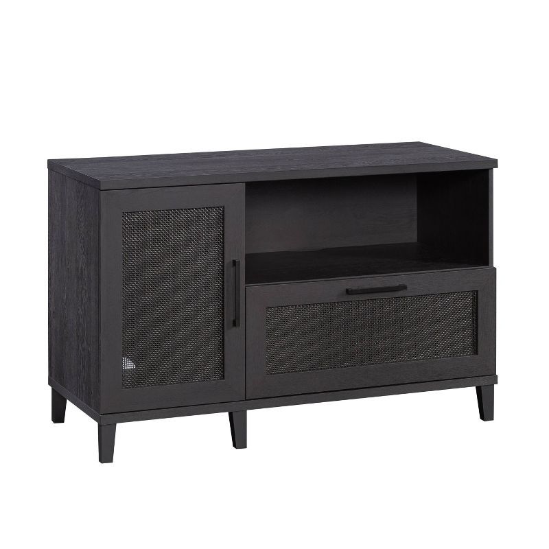 Raven Oak Engineered Wood Credenza with Rattan Inserts