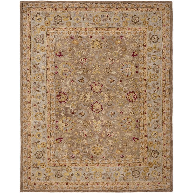 Large Tan and Ivory Hand-Tufted Wool Area Rug