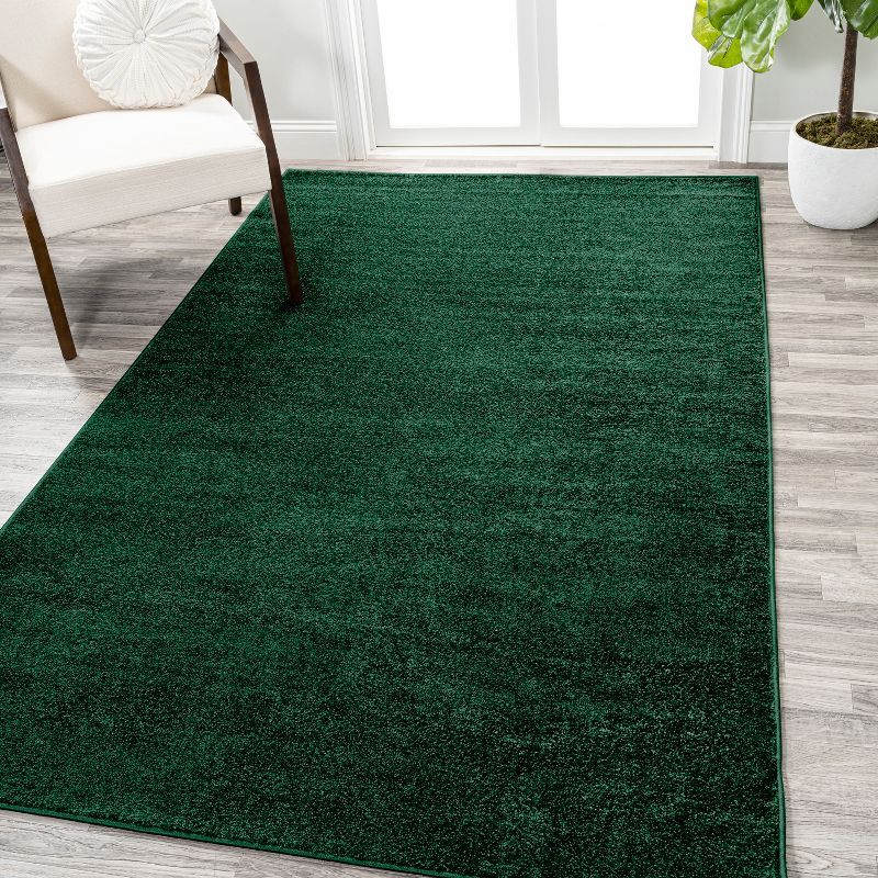 Emerald Green Solid Synthetic 10' x 14' Reversible Area Rug