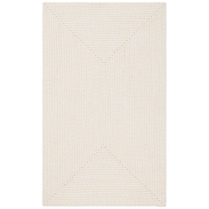 Ivory Braided Round Synthetic Easy-Care Area Rug - 2' x 3'