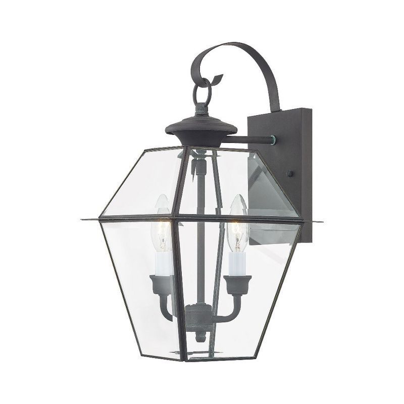 Charleston Elegance Charcoal Lantern with Clear Beveled Glass