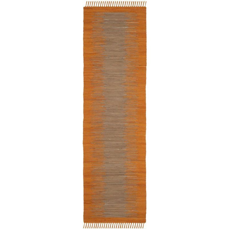 Coastal Charm Hand-Woven Orange Cotton & Wool Runner Rug - 2'3" X 7'