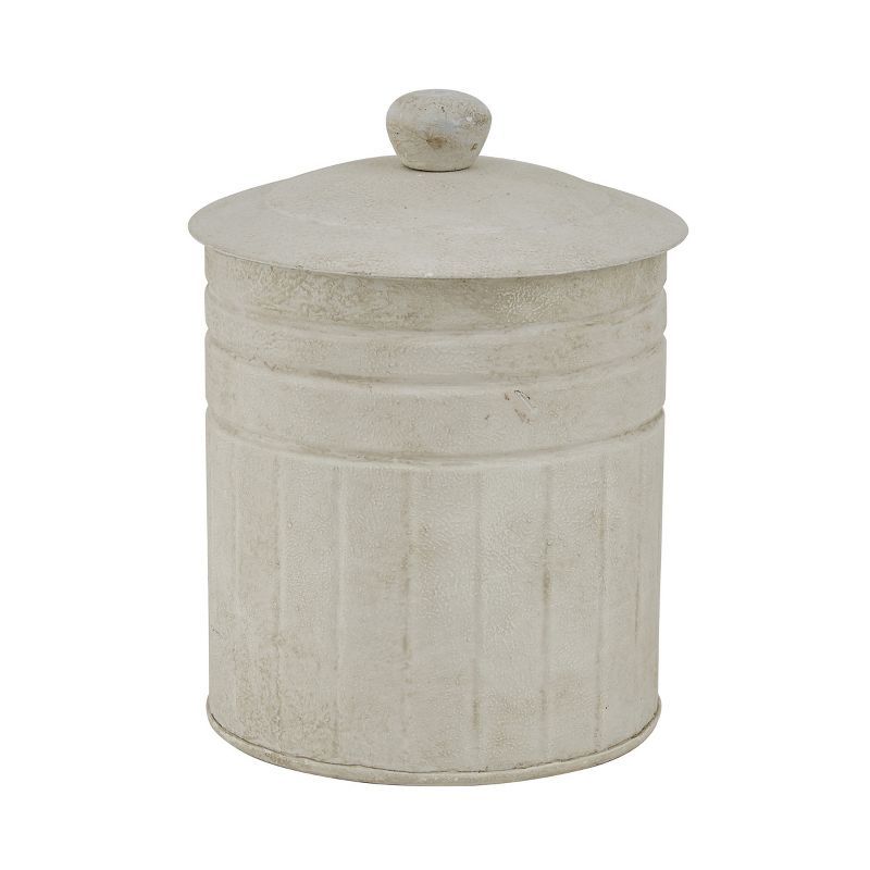 White Retro Metal Kitchen Canisters Set with Airtight Seals