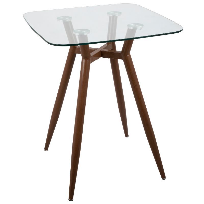 Clara Contemporary 30'' Square Glass Counter Table - Walnut Finish