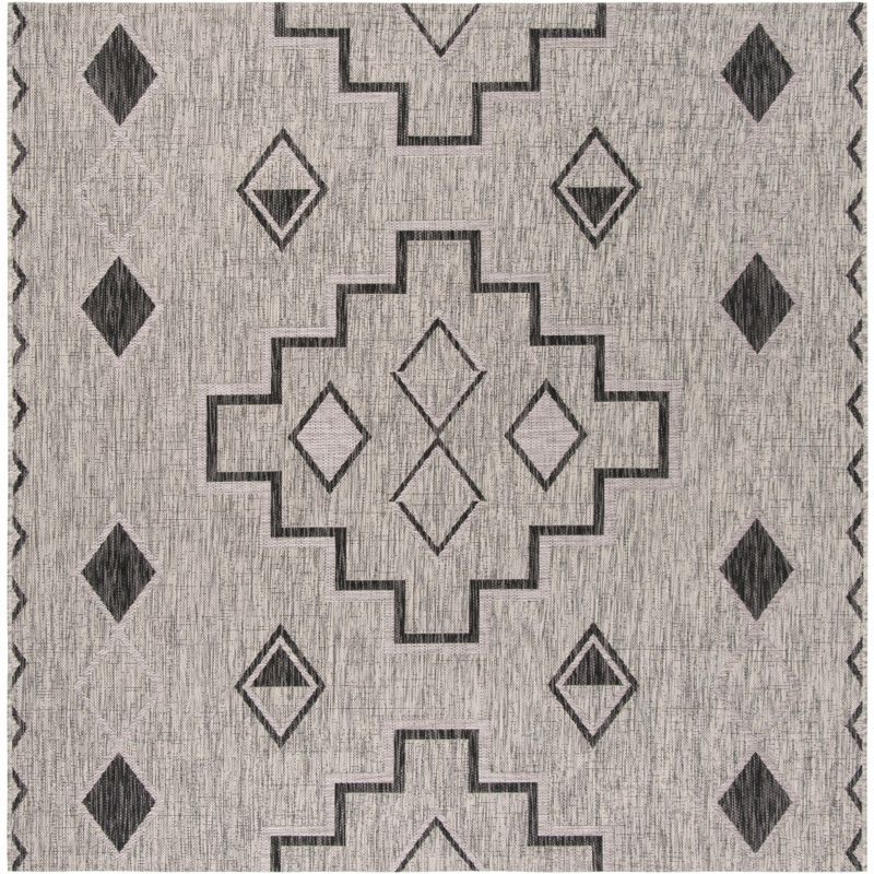 47" Gray Square Stain-Resistant Synthetic Area Rug