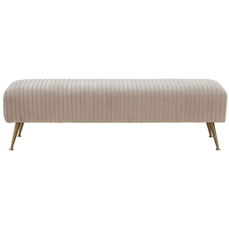 Salome 60'' Gray Velvet Transitional Bench with Brass Finish Legs