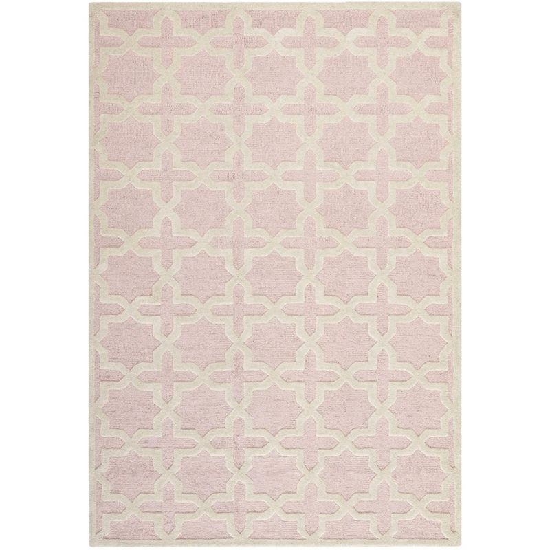 Light Pink and Ivory Hand-Tufted Wool Area Rug, 6' x 9'