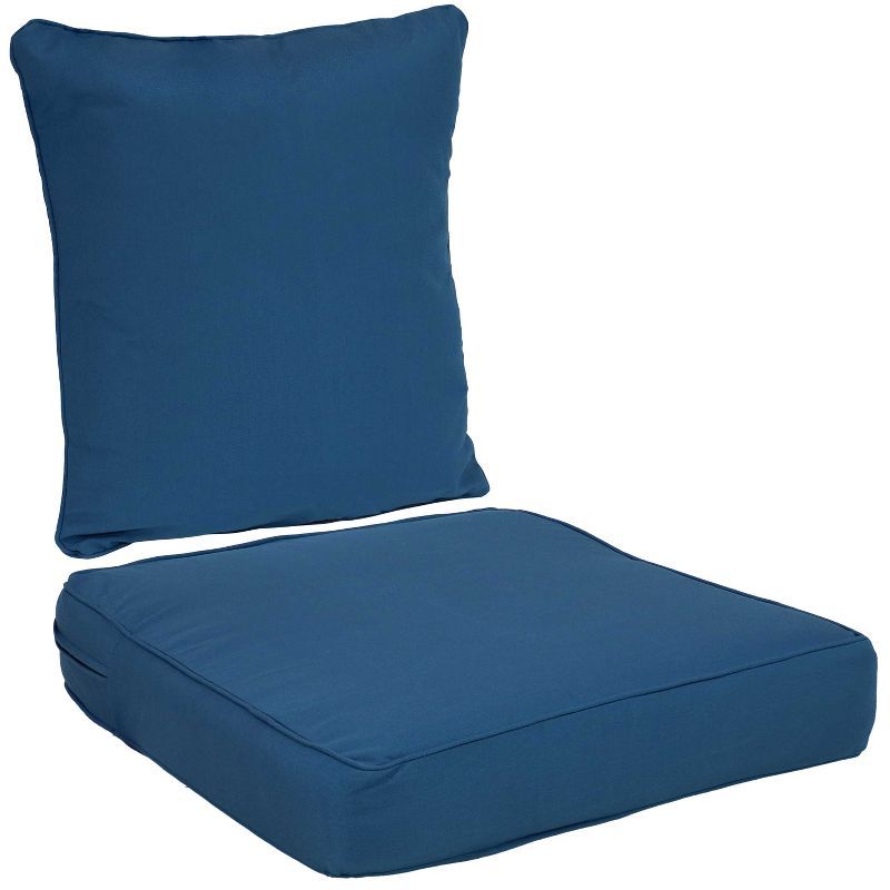 Plush Deep Seating Indoor/Outdoor Chair Cushion Set in Blue