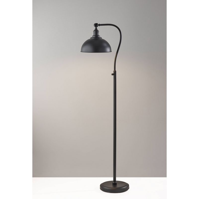 Edison Adjustable Black Metal Floor Lamp with Gold Interior