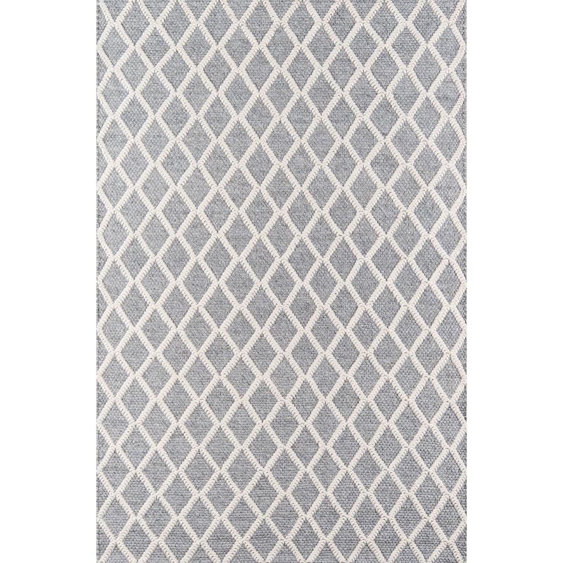 Gray Geometric Wool and Viscose Handmade 2' x 3' Area Rug