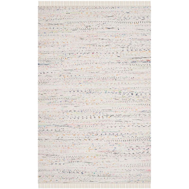 Ivory and Multicolor Handwoven Cotton Flatweave 4' x 6' Rag Rug