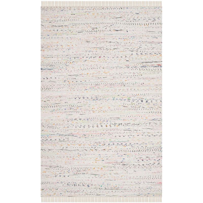 Ivory and Multicolor Handwoven Cotton Flatweave 4' x 6' Rag Rug