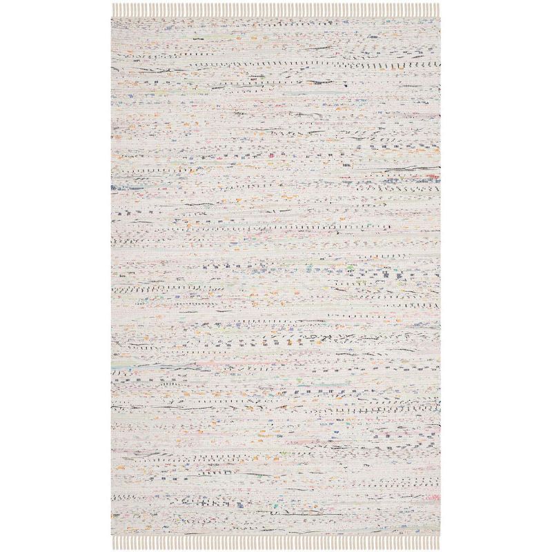 Ivory and Multi 3' x 5' Handwoven Cotton Area Rug