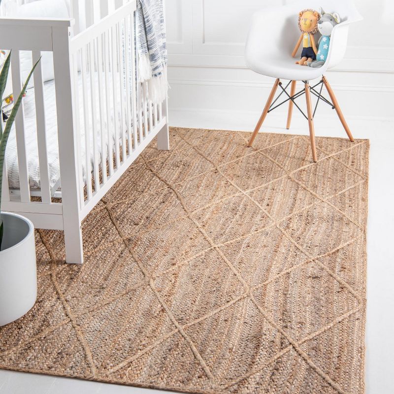 Handmade Braided Natural Jute & Cotton 5'x8' Brown Area Rug