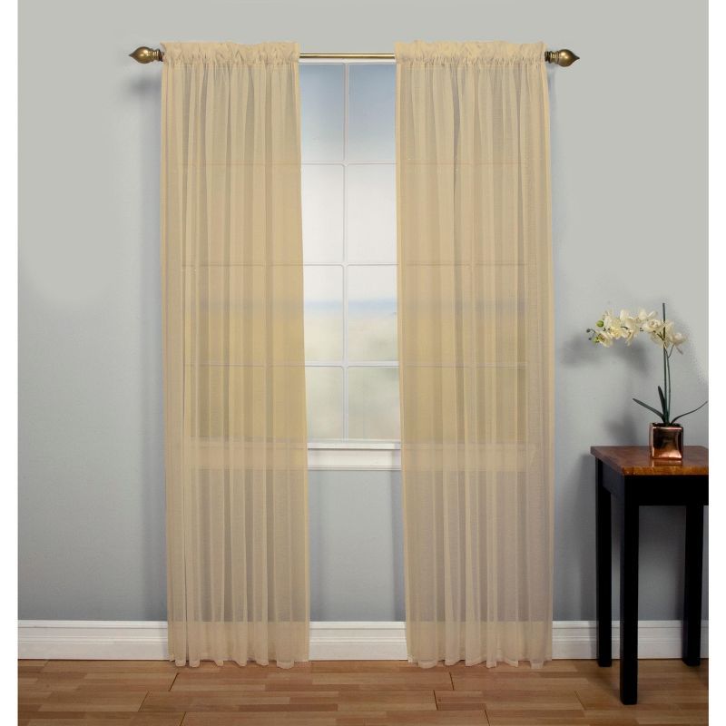 Linen Semi-Sheer Room-Darkening Rod Pocket Curtain Panel