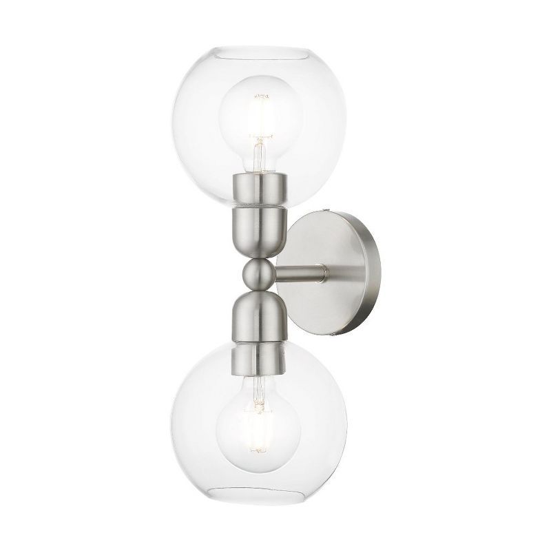 Downtown Elegance Brushed Nickel 2-Light Steel Vanity Sconce