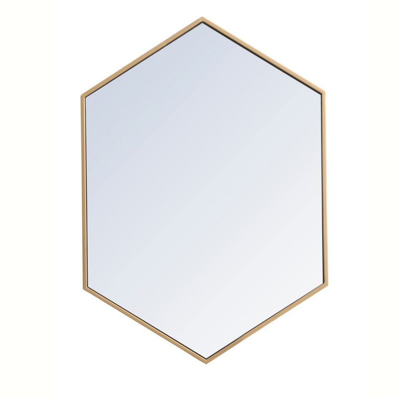 Contemporary Gold Hexagonal Wall Mirror with Metal Frame