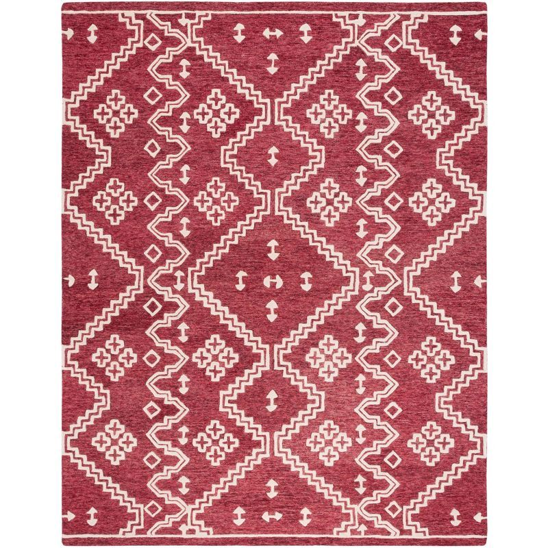 Handmade Red Wool Abstract Tufted 8' x 10' Rug