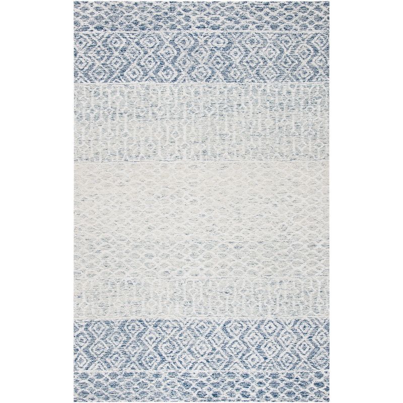 Handmade Blue Wool and Viscose 8' x 10' Tufted Area Rug