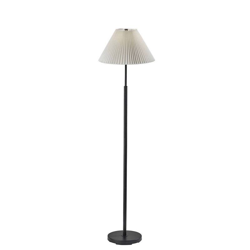 Jeremy Black Floor Lamp with White Pleated Shade