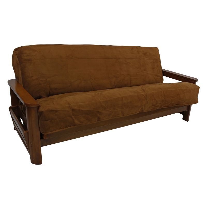 Saddle Brown Foam-Backed Microsuede Full Futon Cover