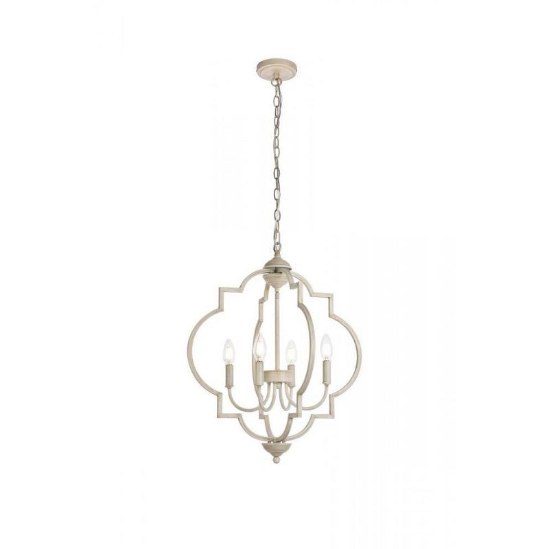 Weathered Dove 4-Light Metal Pendant with Adjustable Chain