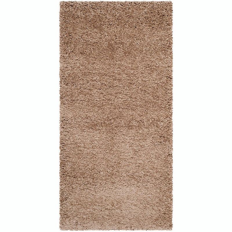 Dark Beige 2' x 4' Hand-Knotted Shag Rug