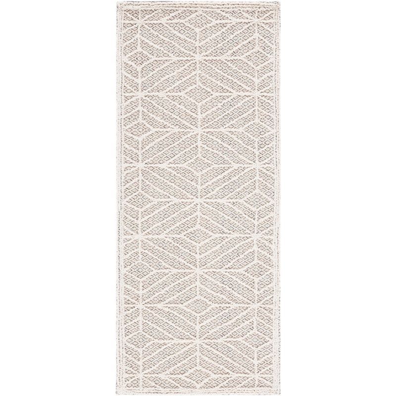 Ivory and Black Geometric Hand-Tufted Wool Area Rug