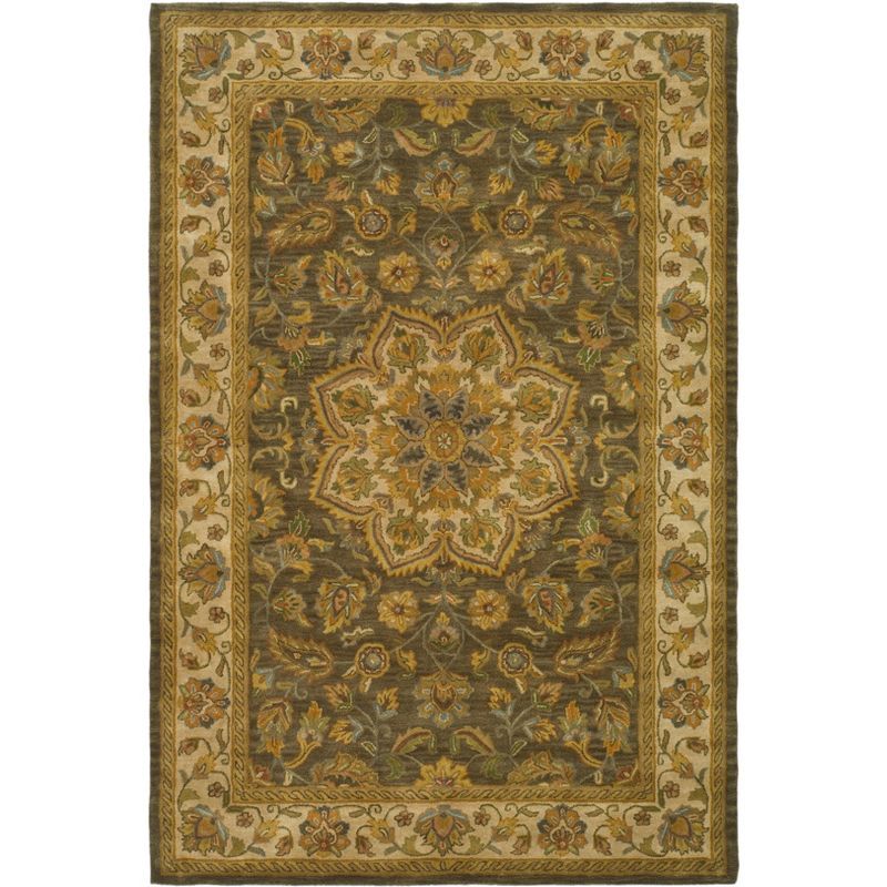 Elegant Ivory Tufted Wool 6'x9' Area Rug