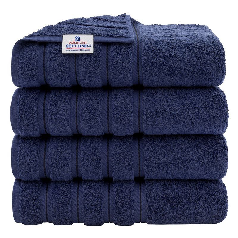 Navy Blue 100% Cotton Turkish 4 Piece Bath Towel Set