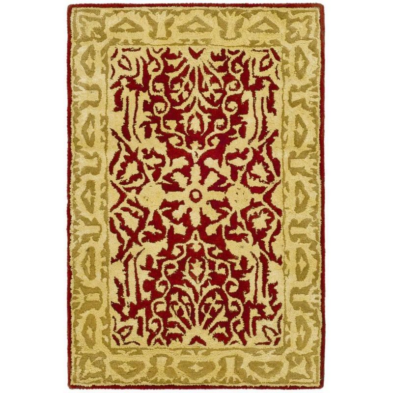 Handmade Maroon and Ivory Wool Tufted Area Rug 2'6" x 4'