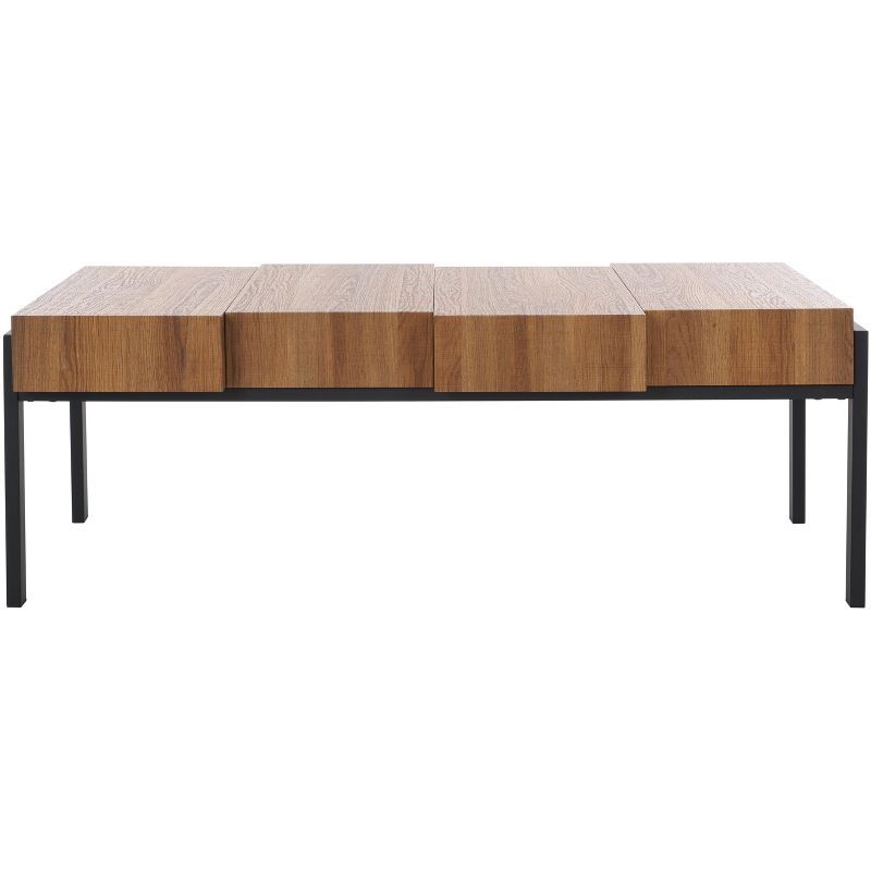 Alexander Natural Brown and Black Rectangular Wood and Metal Coffee Table