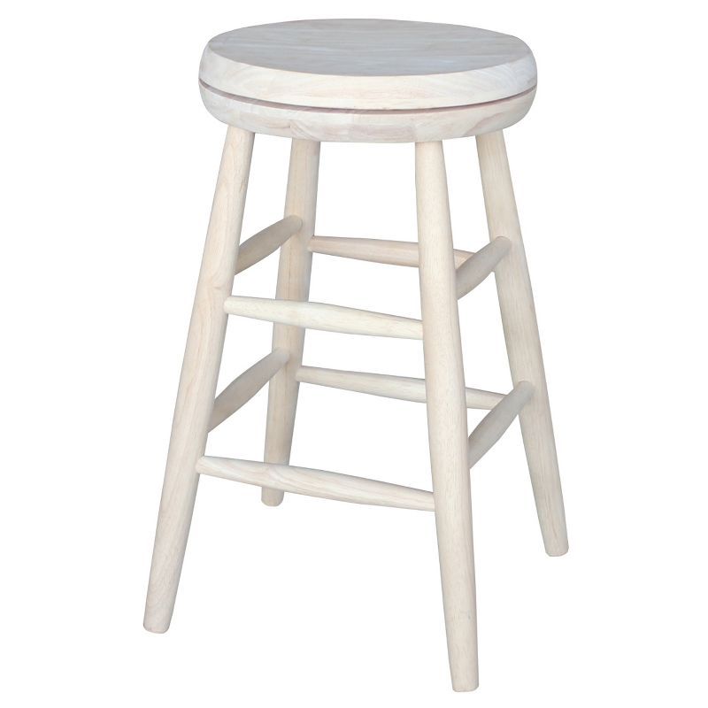 24-Inch Unfinished Swivel Solid Wood Counter Stool