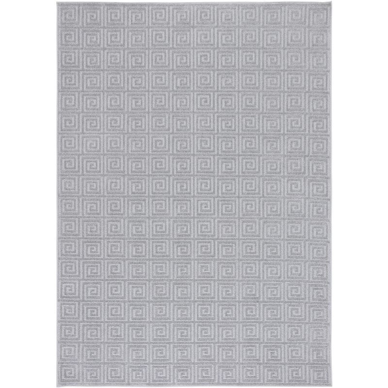 Gray Geometric Synthetic Non-slip Rectangular Area Rug, 9' x 13'