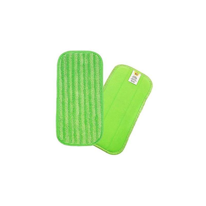 Green Microfiber Reusable Wet and Dry Mop Pads Set of 2