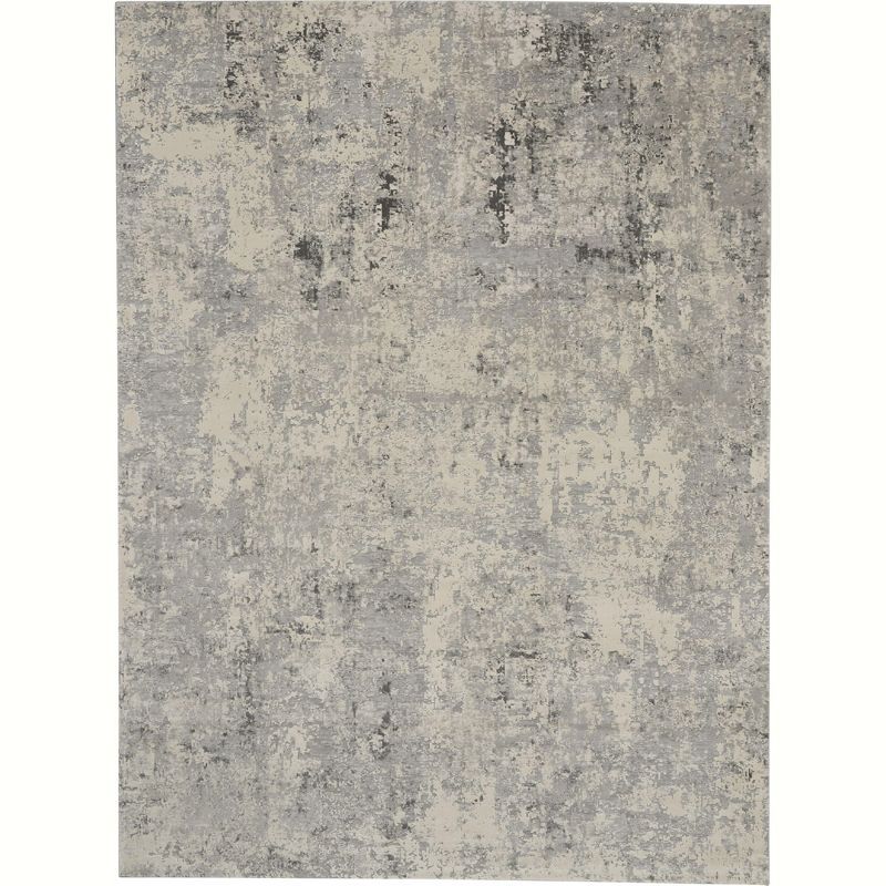 Abstract Elegance 7'10" x 10'6" Grey and Ivory Modern Area Rug