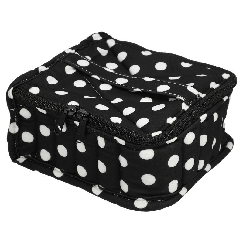 Polka Dot Black and White Nail Polish Organizer Case for 30 Bottles