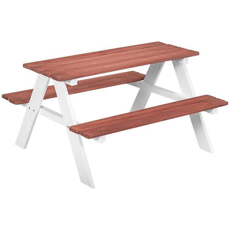 Weatherproof Brown and White Wooden Kids Picnic Table Set