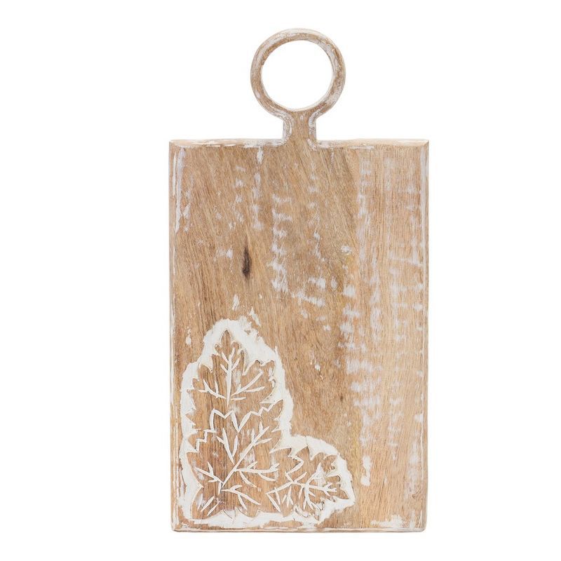 Autumn Mango Wood Cutting Boards with Leaf Design, Set of 2