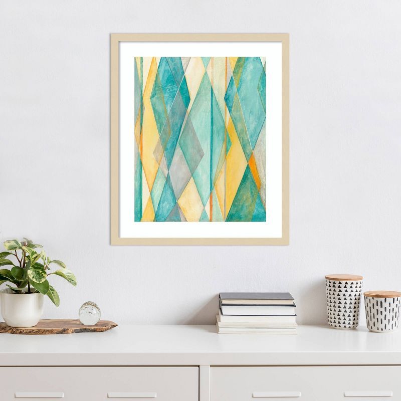 Diamond Illusion II Abstract Framed Print in Natural Wood