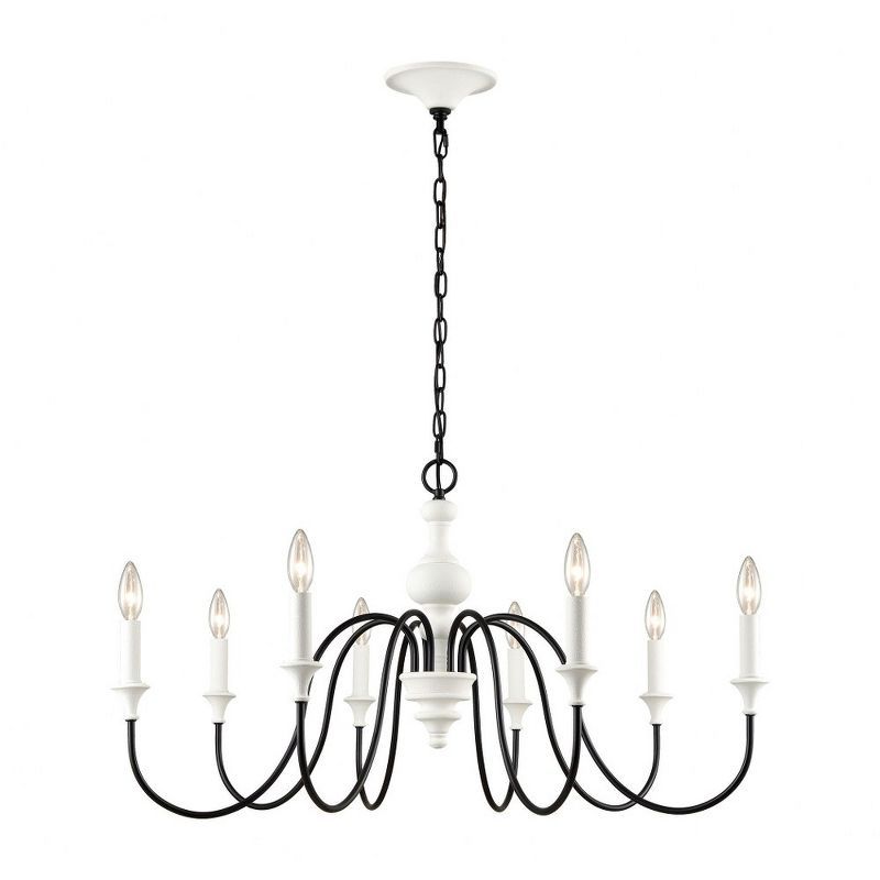 White and Black 8-Light French Country Chandelier