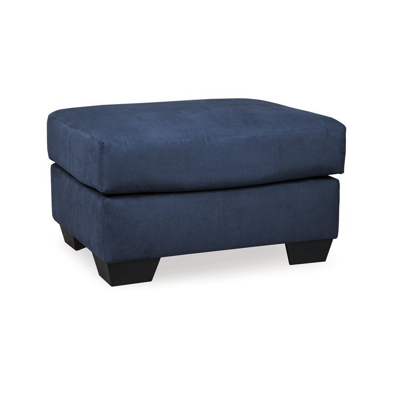 Darcy Blue Microfiber Contemporary Ottoman