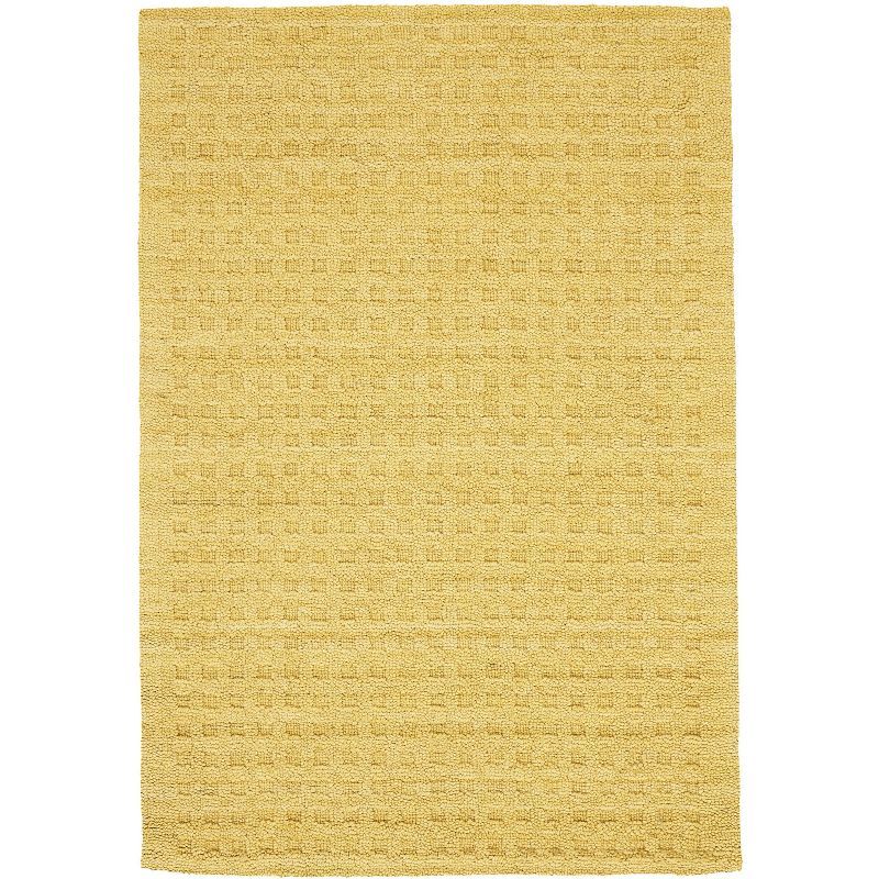 Handmade Gold Rectangular Wool Area Rug 45" x 7"